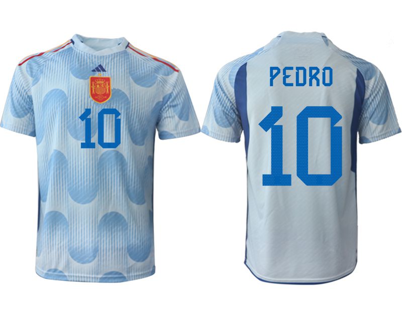 Men 2022 World Cup National Team Spain away aaa version blue #10 Soccer Jerseys